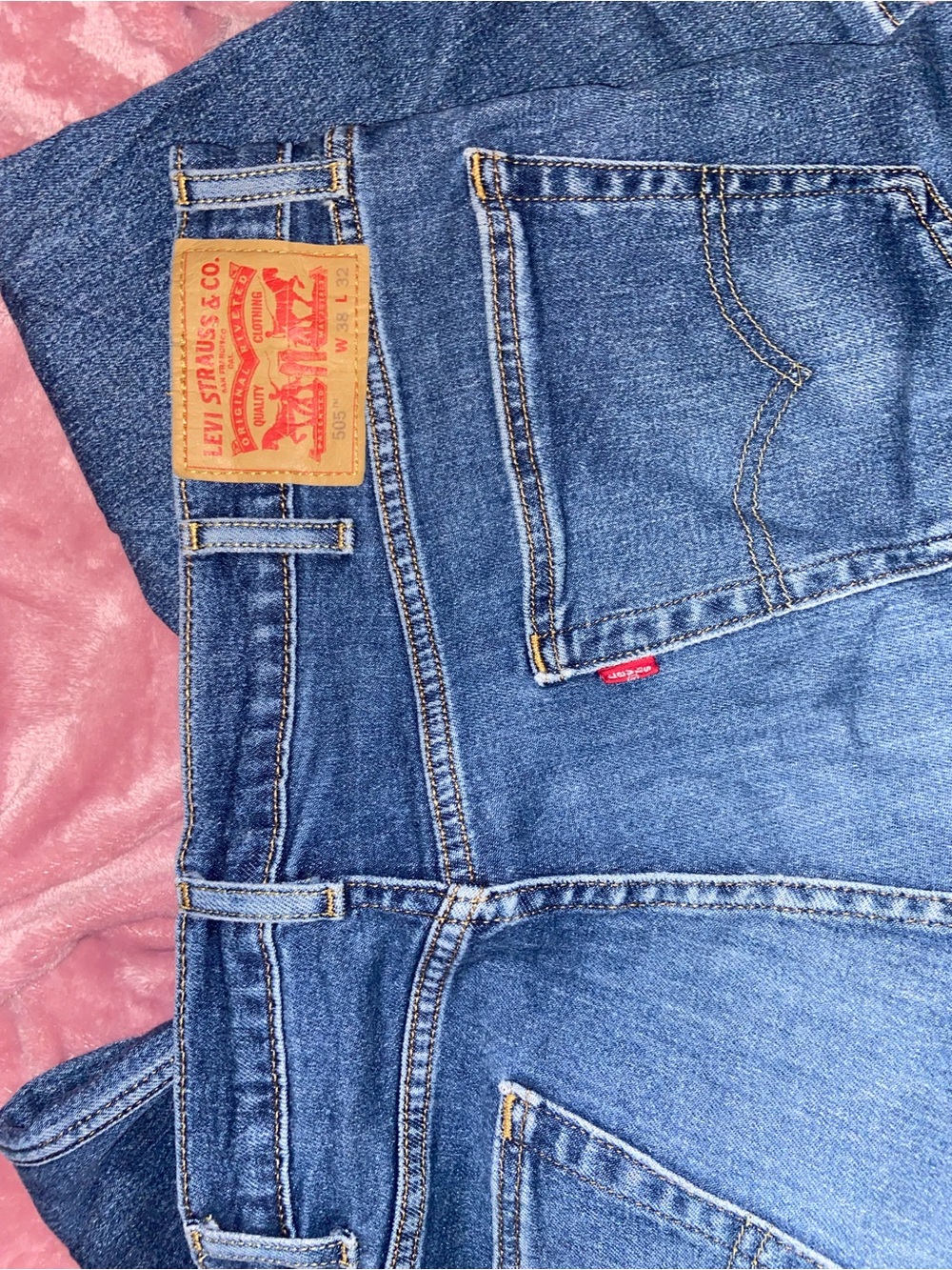 Levi's Men's Blue Straight-Leg Denim Jeans with Red Tab